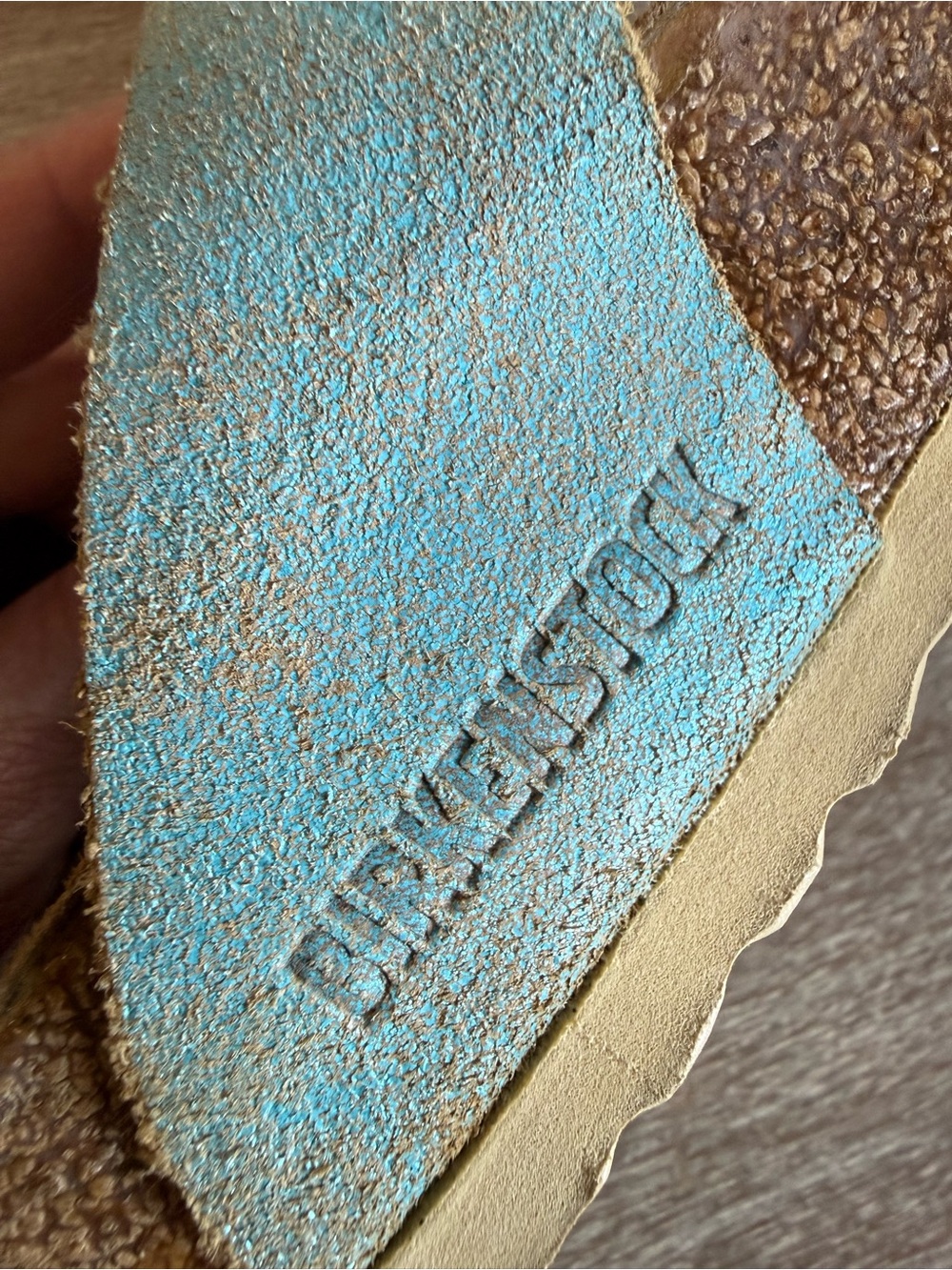 Birkenstock Gizeh Washed Metallic Aqua Leather Sandals Size 37 US 6 6.5 Narrow - Picture 11 of 16